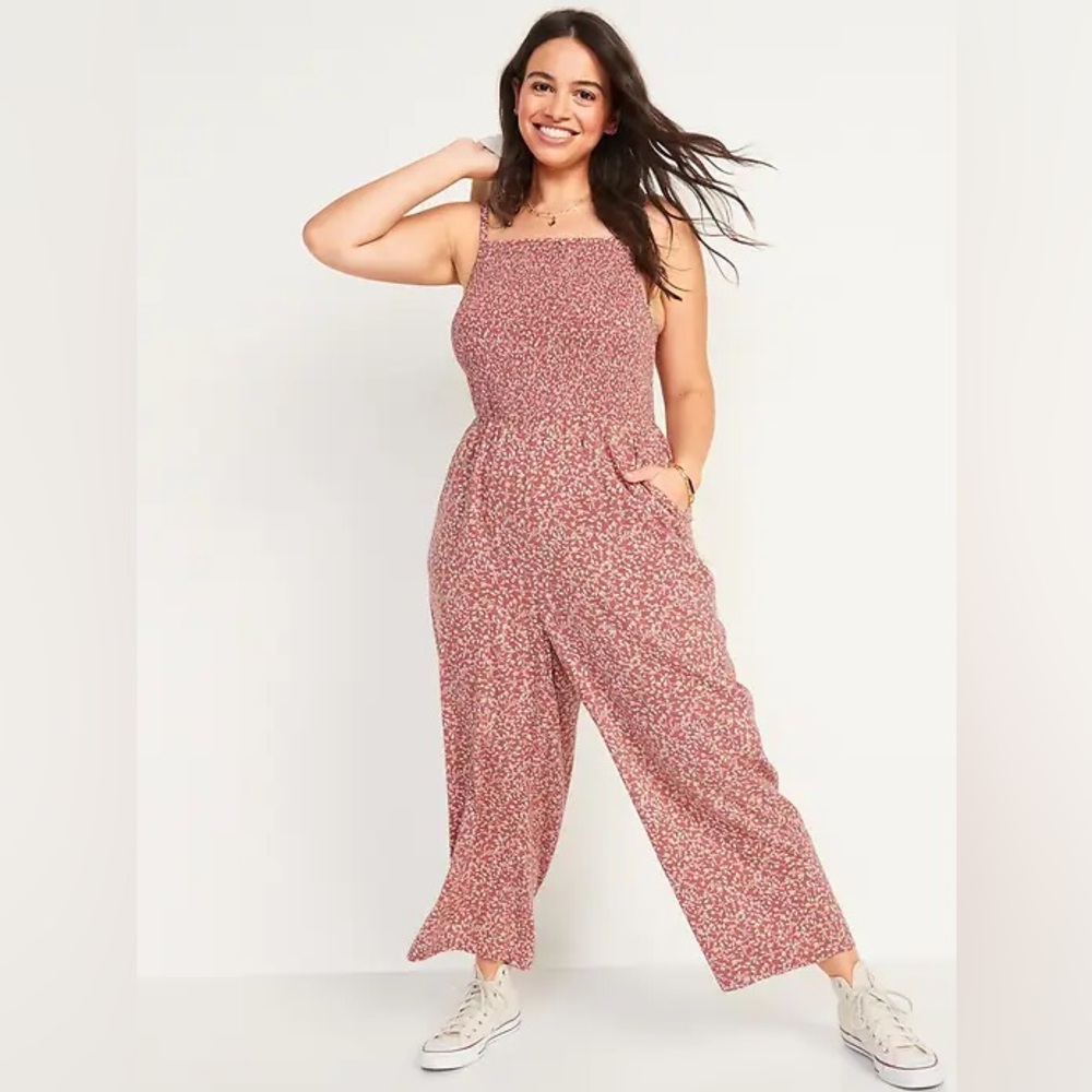 Old Navy Floral Smocked Wide Leg Jumpsuit XS
